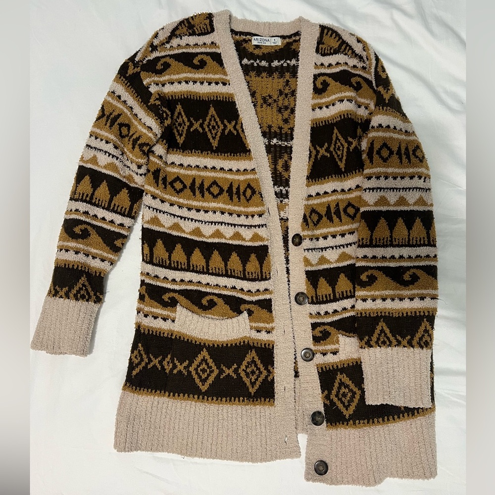 Arizona Jean Company Brown and Tan Cardigan Sweater